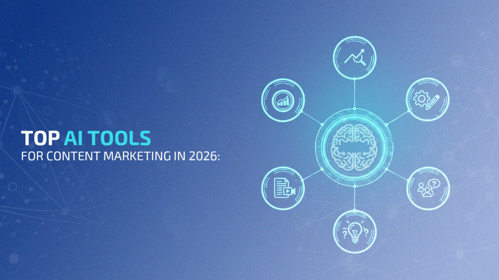 AI tools for content marketing dashboard illustration 2026